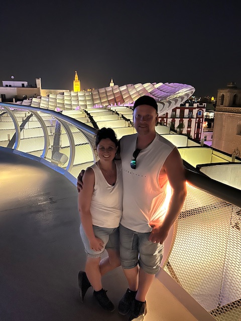 Spectacle lumineux en haut du Metropol Parasol, Séville, Espagne